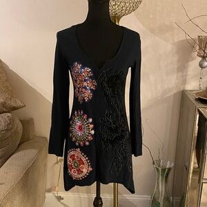 Desigual Black dress with Colorful Embellishments size S